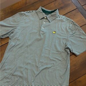Masters Green and White Striped Polo
